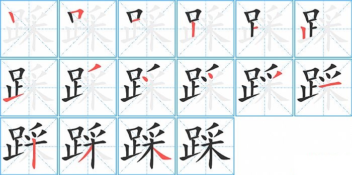 踩的笔顺分步演示图