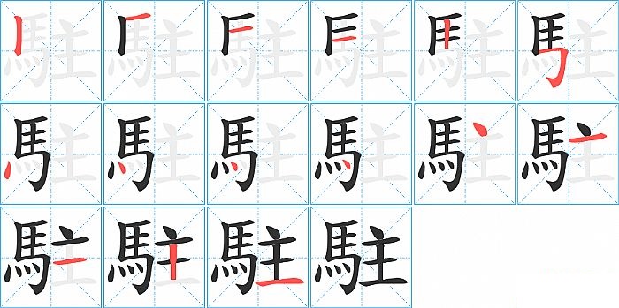 駐的笔顺分步演示图